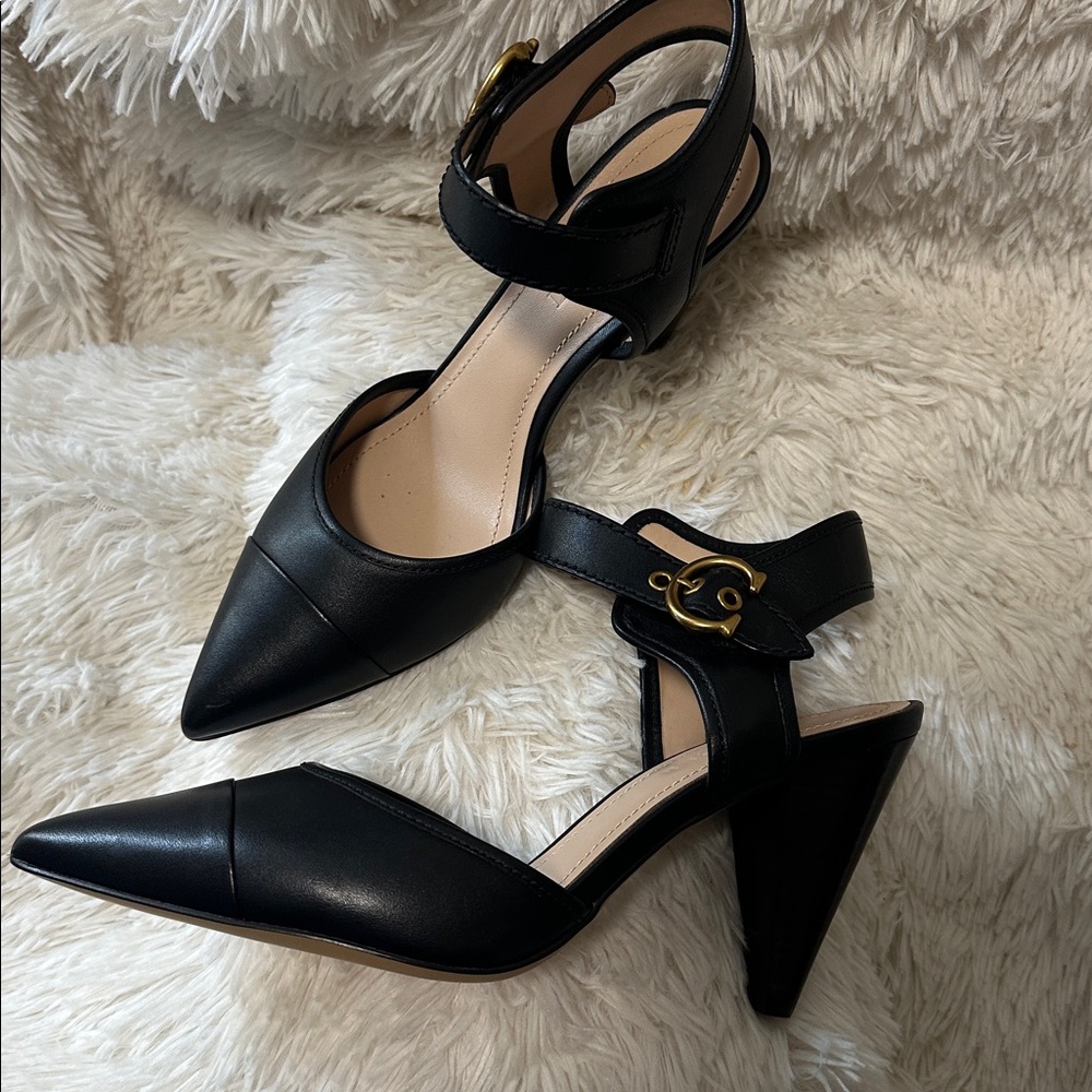 New!! Coach Wren Leather Black Women's Heels - Picture 5 of 9